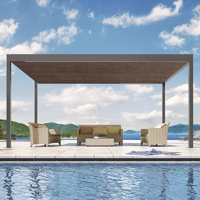 Eden's Decor Straight Flat-Edged Sun Shade Sail Rectangular 10' x 15' Brown UV-Blocking Outdoor Canopy Fabric Cloth Awning for Pergola Patio Garden Backyard Custom Size
