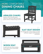 SERWALL 11-Piece Outdoor Dining Set, 60" - 83" Expandable Outdoor Dining Table and 10 HDPE Chairs, All Weather HDPE Outdoor Furniture Set for Backyard, Garden, Black