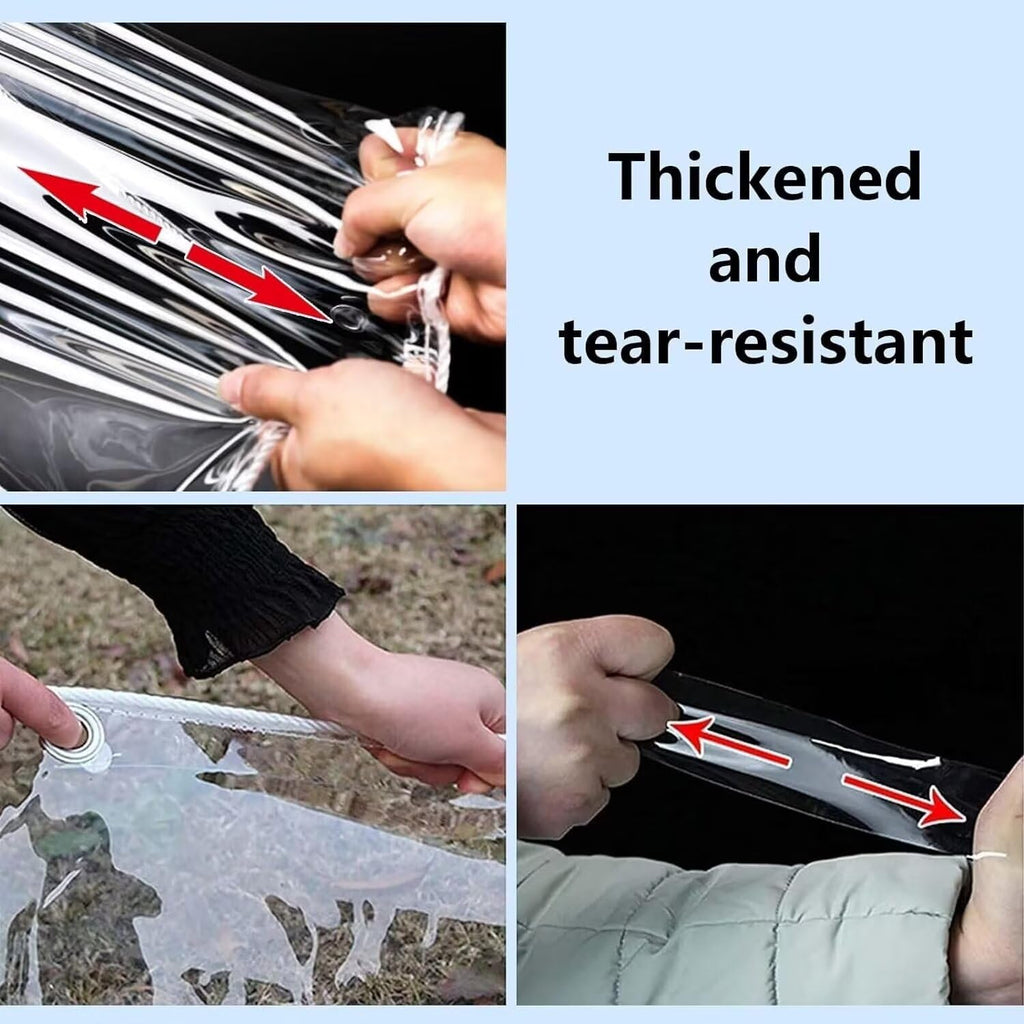 clear tarps with grommets 14 mil clear pvc, side view