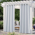 NICETOWN White Outdoor Curtain for Patio, Waterproof Fabric for Bathroom, Room Darkning Drape and Sun Blocking UV Protection Thermal Insulated Vertical Curtain for Porch, 1 PC, W52 x L84