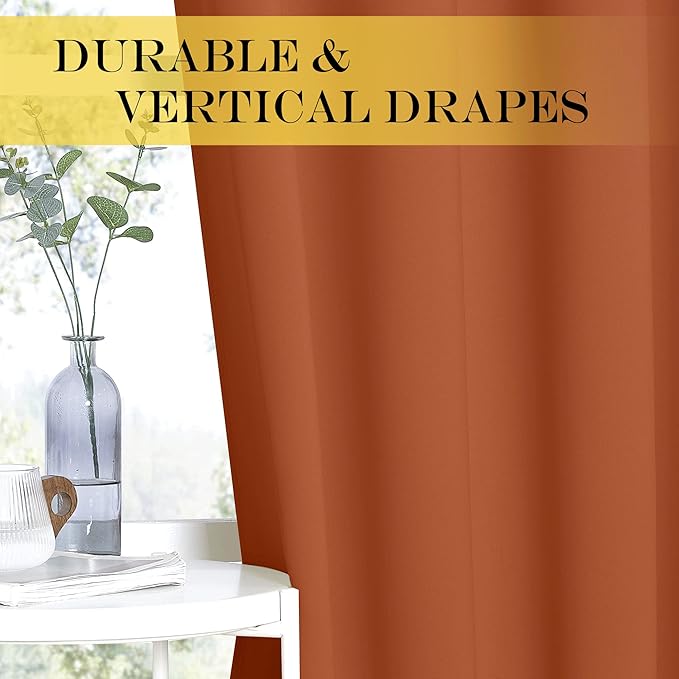 NICETOWN Blackout Curtains 54 Inches Long, Thermal Insulated Room Darkening Curtains for Bedroom, Window Treatment Drapes for Living Room Nursery (W66 x L54 Inch, Burnt Orange, 1 Panel)