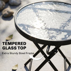 Outsunny 3 Piece Outdoor Rocking Bistro Set, Patio Folding Chair Table Set with Glass Coffee Table for Yard, Patio, Deck, Backyard, Grey