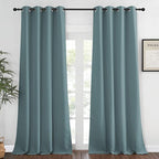 NICETOWN Blackout Greyish Blue Curtains & Drapes for Living Room - Thermal Insulated Solid Grommet Sound Reducing Energy Saving Window Treatments for Porch/Hall, 1 Panel, W52 x L90