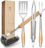 tivoli 4pcs grilling accessories set - heavy duty shown in use
