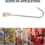 Abaodam 2Pcs T Shaped Meat Hooks with Wood Handle Meat Processing Hooks for Hanging Pork Beef Bacon Chicken Goose Roast Butchering Supplies for Slaughterhouses BBQ Shops
