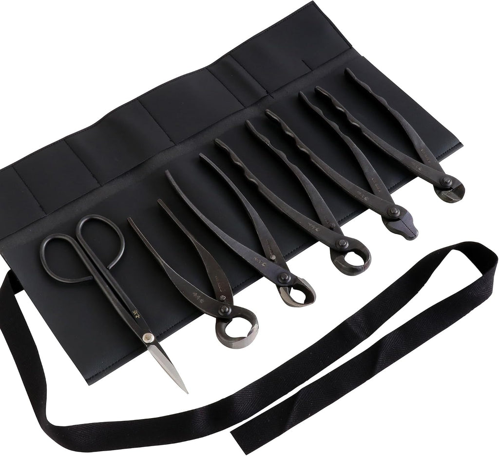 wazakura 6pcs bonsai tool kit with roll bag, main product view