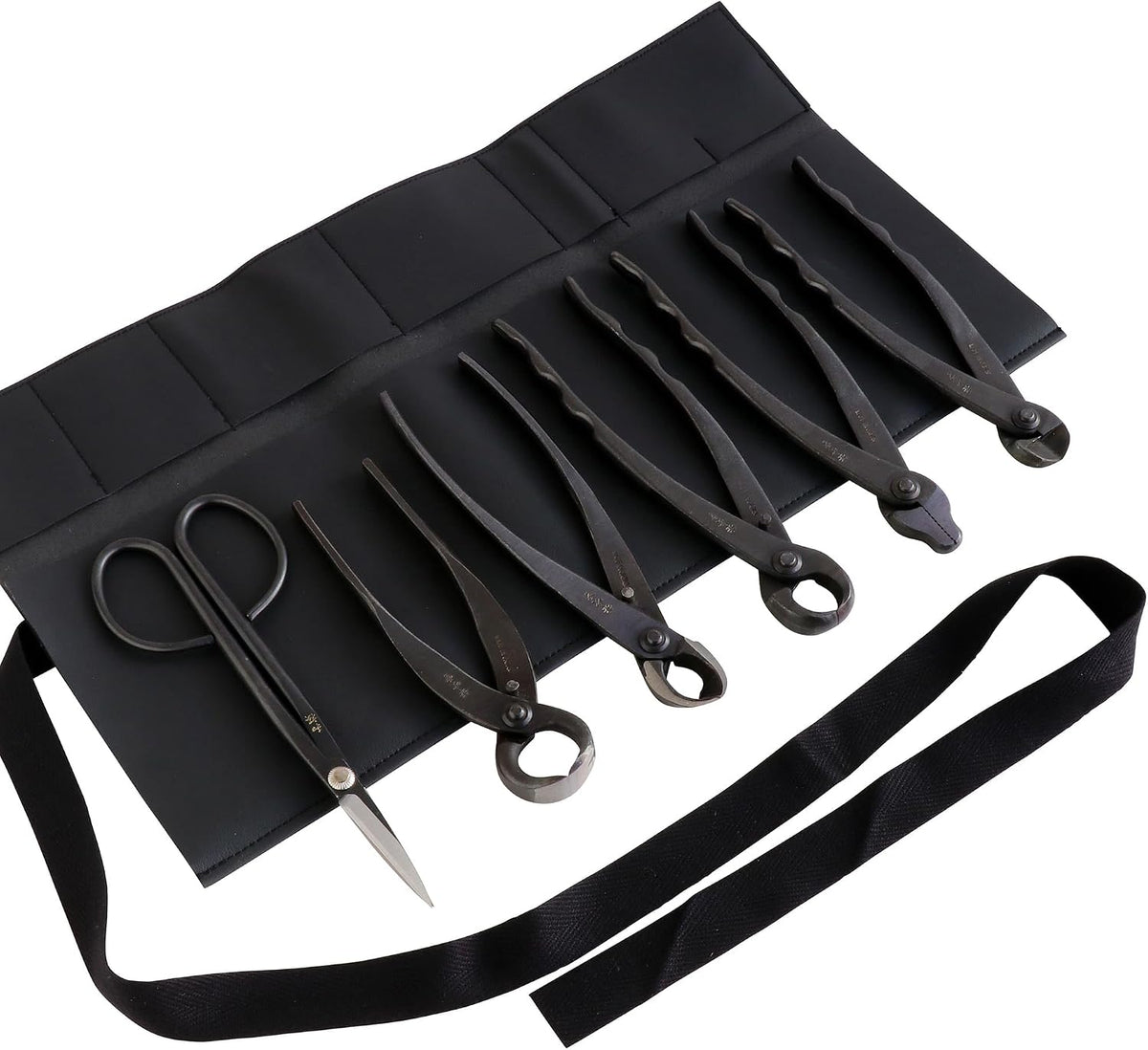 wazakura 6pcs bonsai tool kit with roll bag, main product view