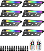 5W RGB Retaining Wall Lights 7 inch LED Hardscape Lighting Color Changing Low Voltage Landscape Paver Lights 12V 24V Step Lights Outdoor IP66 Waterproof Stair Lighting (8 Pack+Connectors)