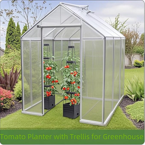 2 Pack Raised Garden Bed Planter Box with Trellis, 58” Tomato Cage Planter Raised Garden Bed with Trellis for Climbing Vegetables Plants Tomato Cage w/Self-Watering, Indoor Outdoor Use