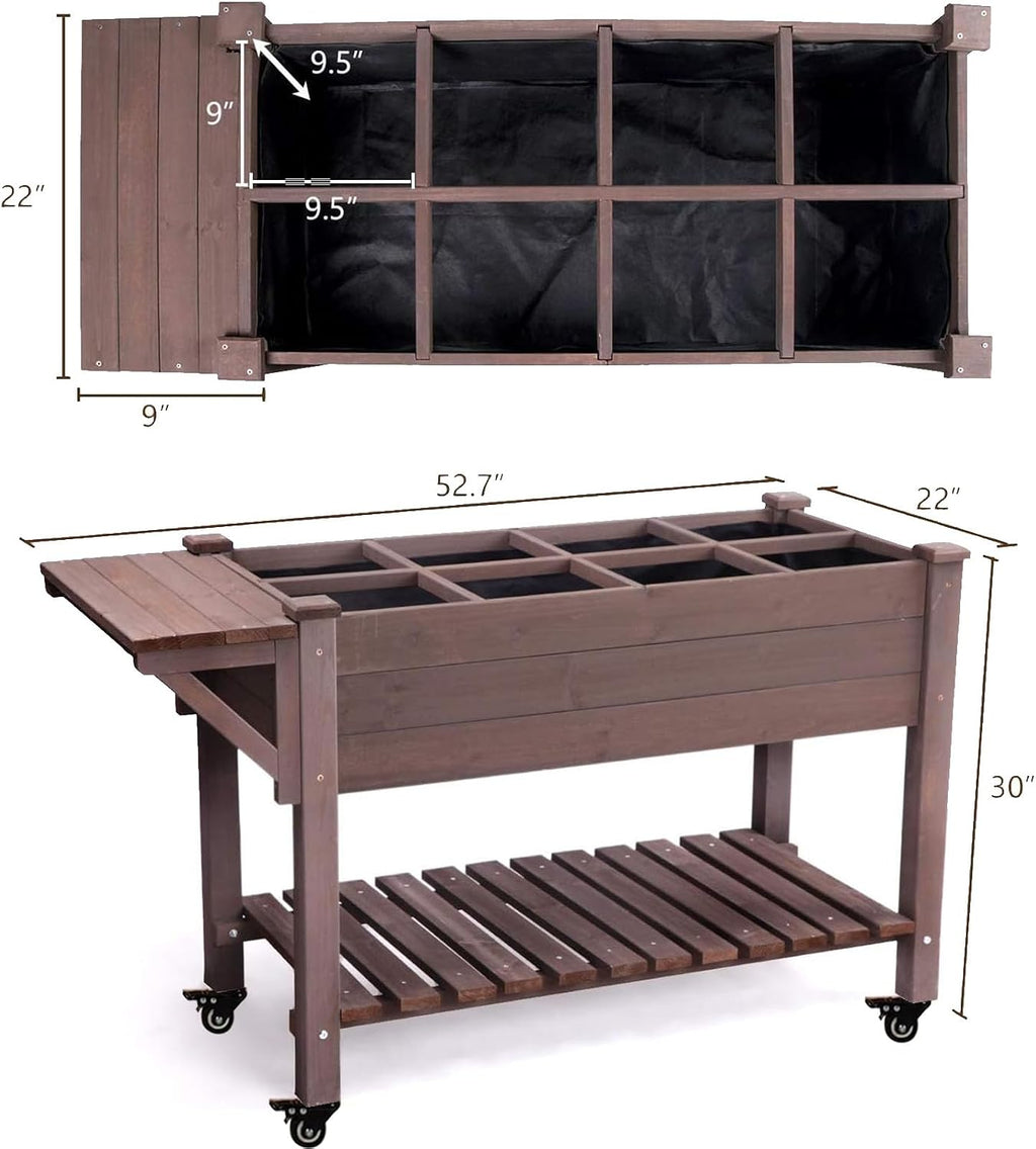 aivituvin 52.7x22x30in raised garden bed, elevated wood planter, side view