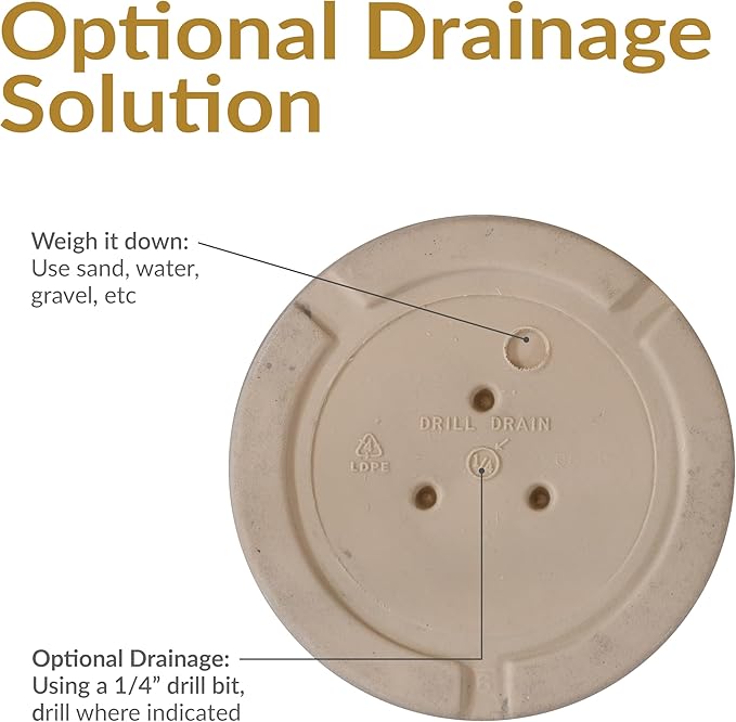 Sunnydaze 20-Inch Franklin Large Plant Pot - Polyresin Round Outdoor Planter with Drillable Drainage Hole - 2 Pack - Beige