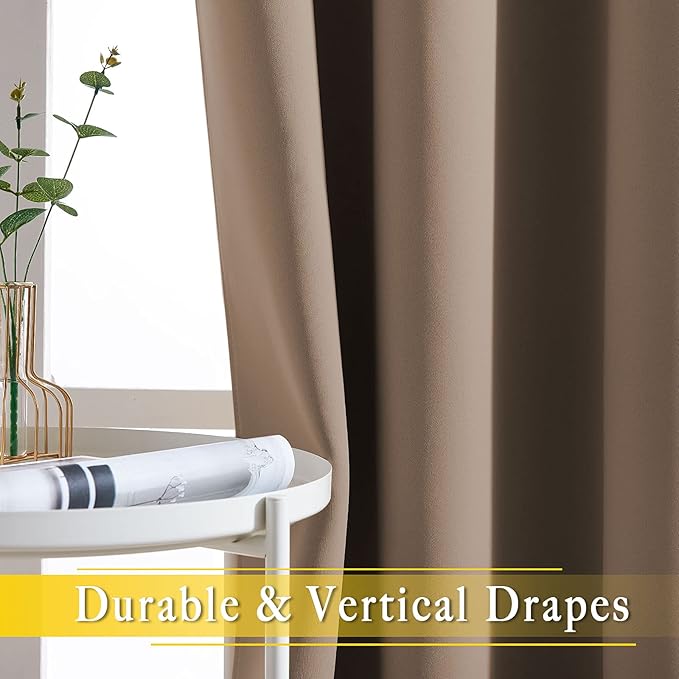 NICETOWN Blackout Curtain for Patio Door, Grommet Top Sliding Door Panel Thermal Insulated Bedroom Blackout Curtain for Villa/Hall/Parlor (Cappuccino, 1 Panel, 80" W x 95" L)