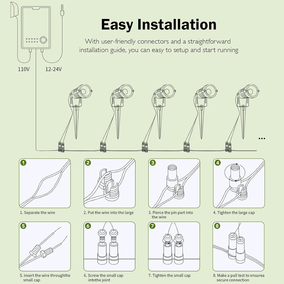 low voltage landscape lights, 10w 12/24v 2700k warm showing dimensions