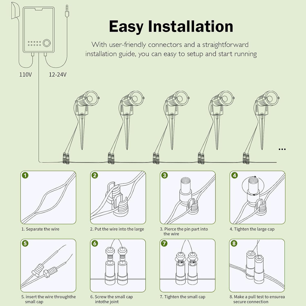 low voltage landscape lights, 10w 12/24v 2700k warm showing dimensions