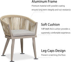 PURPLE LEAF 9 Pieces Outdoor Dining Set with Patio Aluminium Dining Table and Wicker Rattan Chairs Modern Furniture Cushions Sets for Backyard Indoor Decor Kitchen Champagne