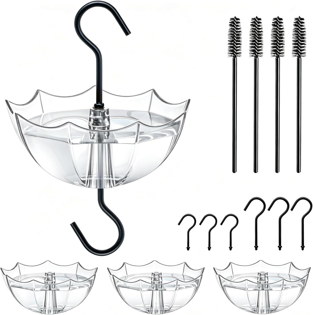 Ant Moat for Hummingbird Feeder, 5 OZ, 4 Pack,Clear | Umbrella Ant Guard, Large Capacity, 3.94 inch / 100 mm in diameter