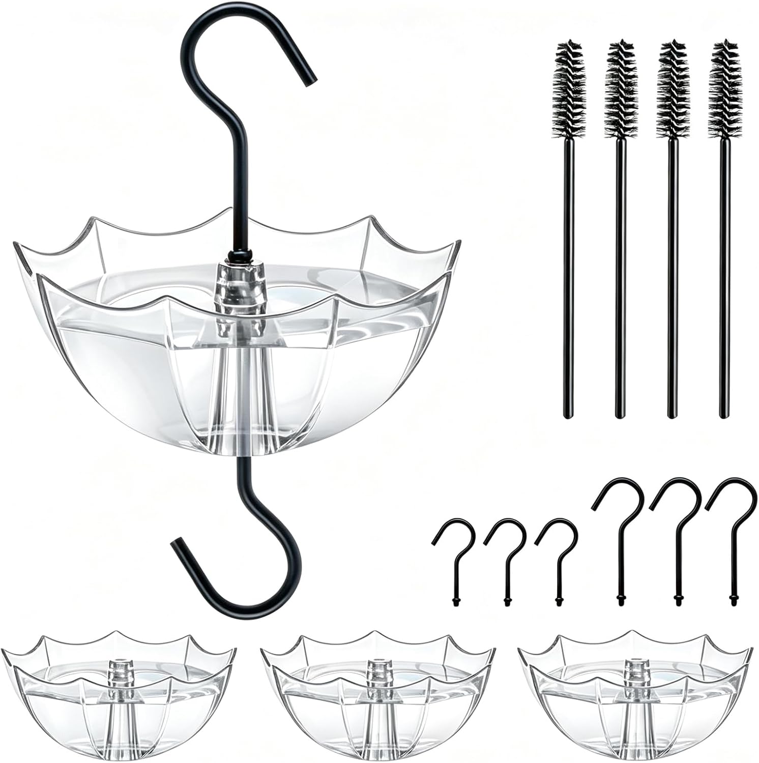 Ant Moat for Hummingbird Feeder, 5 OZ, 4 Pack,Clear | Umbrella Ant Guard, Large Capacity, 3.94 inch / 100 mm in diameter