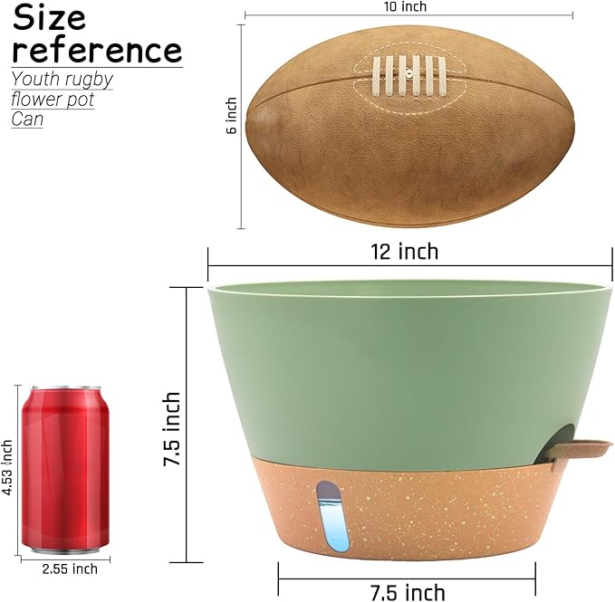 12-Inch Self Watering Planters with Drainage Holes, Large Flower Pots for Indoor Outdoor Plants, Garden Pots Green 2 Pack
