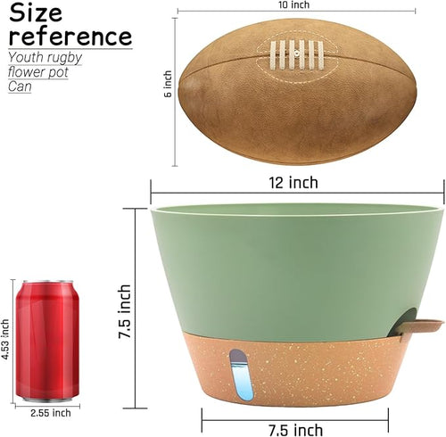 12-Inch Self Watering Planters with Drainage Holes, Large Flower Pots for Indoor Outdoor Plants, Garden Pots Green