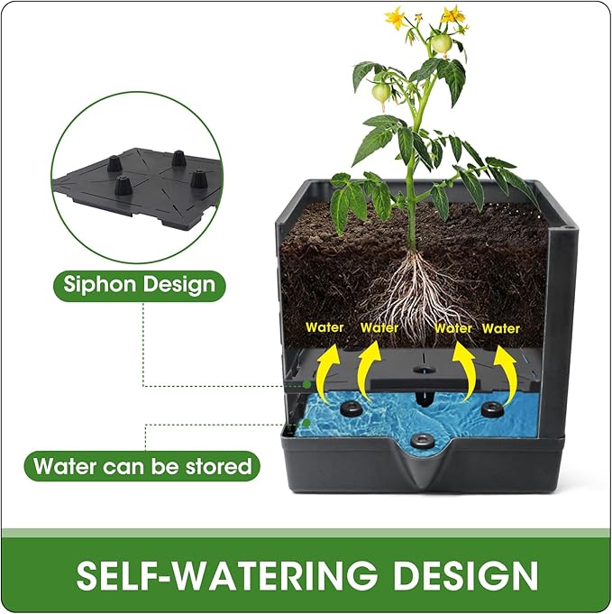 MQFORU Tomato Planter Boxes with Trellis Outdoor, 57" Self Watering Raised Garden Bed, Tall Square Planters for Indoor Plants, Large Tomato Cage for Patio, Use for Indoor Outdoor (4)