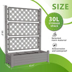 EasyUp Raised Garden Bed with Trellis for Climbing Plants, Raised Herb Garden Bed with Drainage Plug & Water Level Gauge, Durable Dust-Proof Resin Planter for Patio, Balcony, Backyard