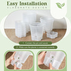 Self Watering Pots for Indoor Plants with Deep Reservoir and High Drainage Holes for Outdoor Plants and Flowers, Bare Root Planter(5.91'',Clear,6 Pcs)