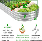 Raised Garden Bed Galvanized Planter Box Outdoor, 5ft Oval Large Rot-Resistant Metal Garden Bed Planter for Vegetables Flower Herb (Silver)