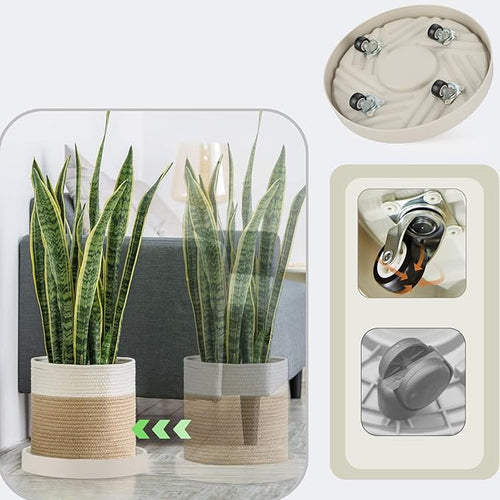 2 Pack Plant Caddy with Wheels, 10" Rolling Plant Stand 165 LBS Heavy Duty with Hidden 360 ° Rotating Silent Wheel Wheels for Outdoor Indoor Large Plant Pots, Flower Pot, Patio