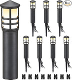 SUNVIE 8-Pack Low Voltage Pathway Lights 3W LED Landscape Pathway Lighting 3000K Warm White CRI 90+ Landscape Lights Wired 12-24V Aluminum Bollard Path Lights for Walkway Yard Garden, ETL Listed Cord