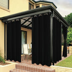 BONZER Outdoor Curtains for Patio Waterproof Thick Privacy Grommet Light Filtering Outside Curtains for Porch Pergola Gazebo Deck, 1 Panel, 54W x 95L inch, Black