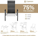 TLSUNNY Patio Chairs, Stackable Textilene Outdoor Dining Furniture for All Weather, with 17.7″ Wide Seat & Metal Frame, for Garden, Backyard, Deck, Restaurant, Poolside (6, Black, 26.4″)