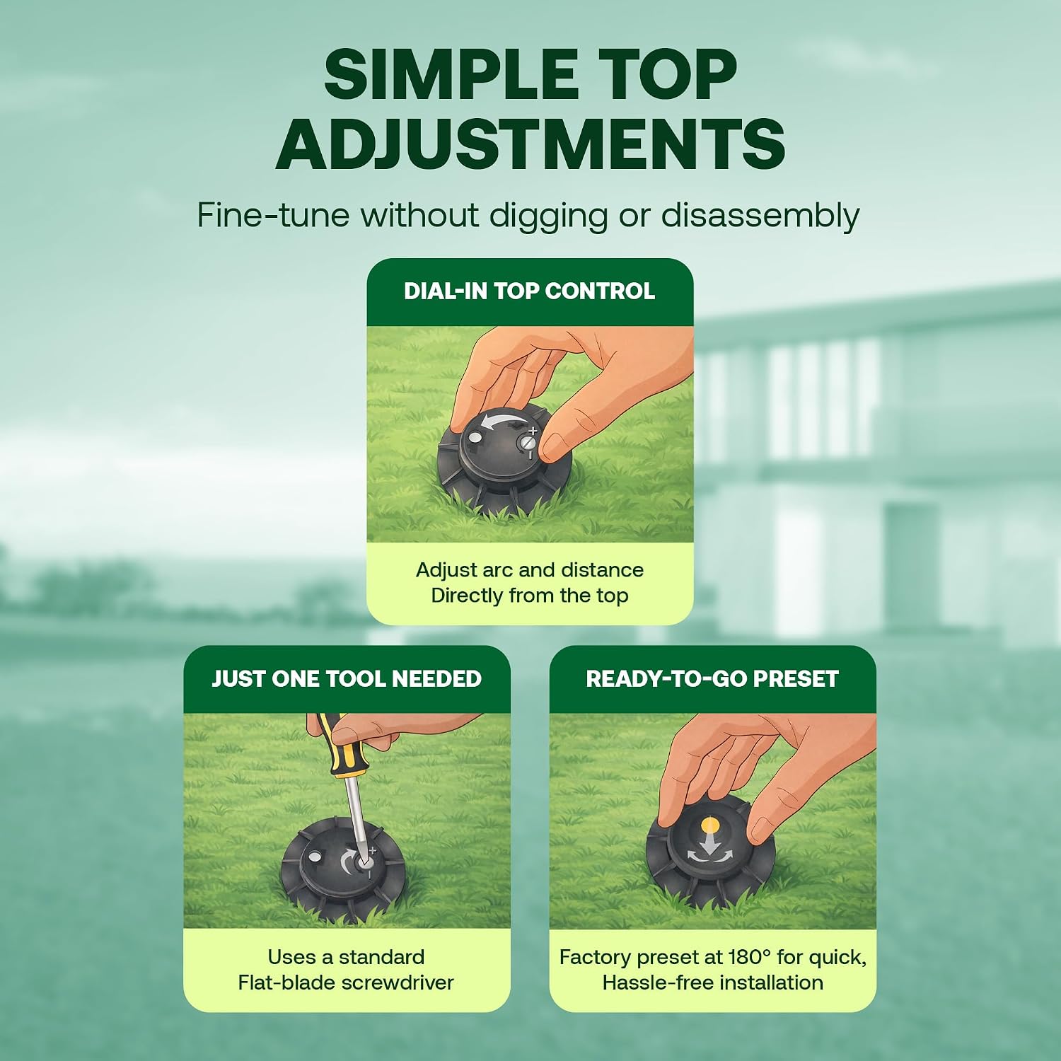 Rain Bird 42SA+ Heavy Duty Simple Adjust Gear Driven Rotor Sprinkler Head, 4 Pack - Water Efficient 4 inch Pop Up Lawn Sprinkler with 3/4 inch NPT, Adjustable 40-360 Degree Arc & 26-38 ft Radius | Heavy Duty 3/4 inch Inlet - Water Efficient 4 inch Pop Up