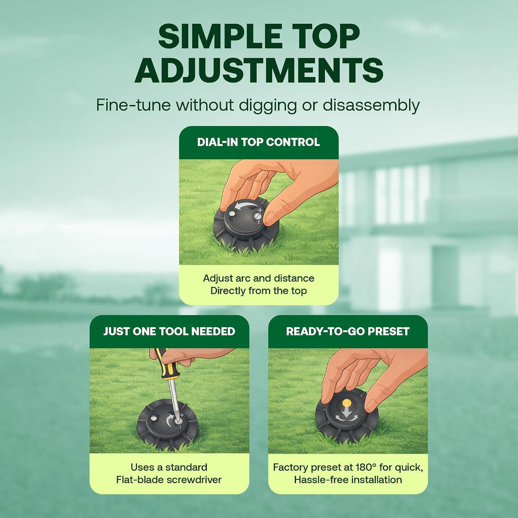 Rain Bird 42SA+ Heavy Duty Simple Adjust Gear Driven Rotor Sprinkler Head, 2 Pack - 3/4 inch Inlet - Water Efficient 4 inch Pop Up Lawn Sprinkler, Adjustable 40-360 Degree Arc and 26-38 ft Radius | Heavy Duty 3/4 inch Inlet - Water Efficient 4 inch Pop
