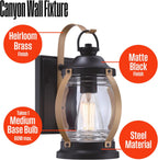 Westinghouse 61391EC Canyon Craftsman-Style One Light Outdoor Wall Fixture with Dusk to Dawn Sensor, Heirloom Brass Finish, Clear Glass