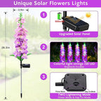 Solar Garden Lights, Solar Purple Delphinium Flowers Lights 8 Pack 160 LEDs, Waterproof Outdoor Light Two Lighting Modes for Outside Wedding Party Garden Yard Patio Lawn Decor