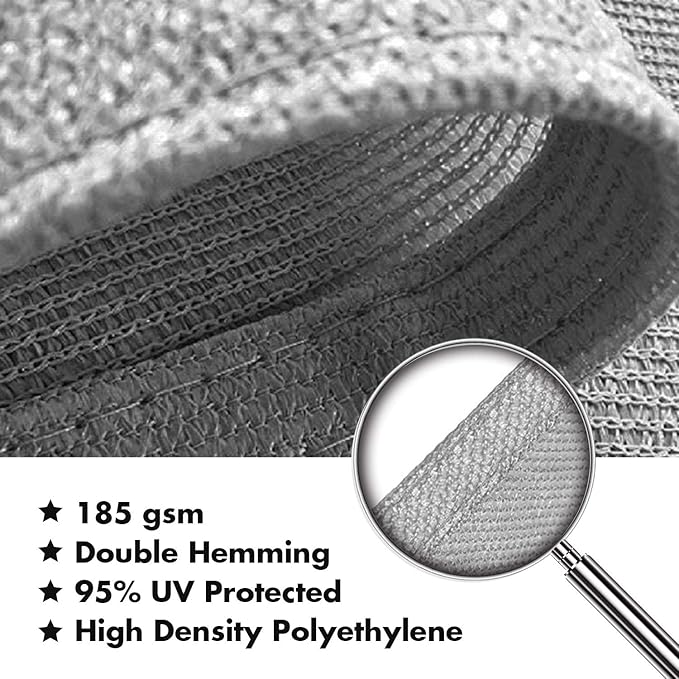 KANAGAWA Sun Shade Sail 10'x10' Gray Square UV Block Canopy Awning Shelter Fabric Cloth Screen for Outdoor Patio Garden Backyard Activities
