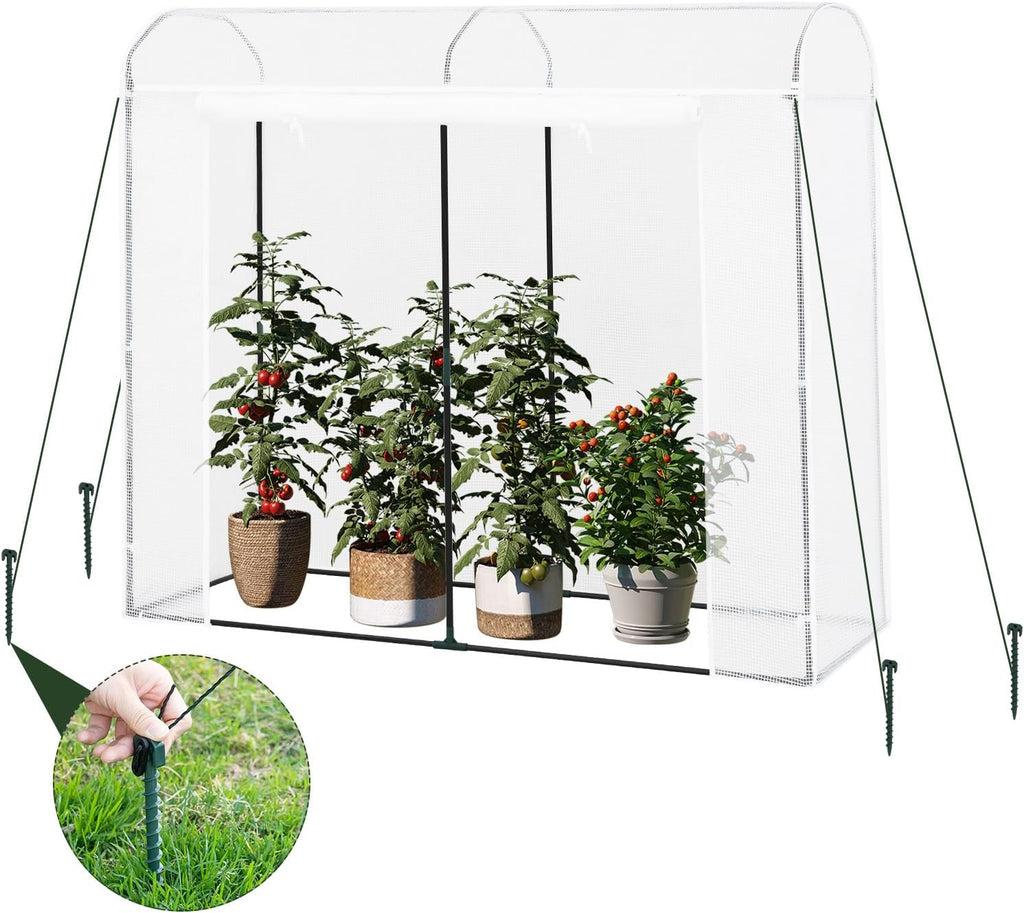 woltu garden greenhouse tunnel in galvanised steel tube, front angle view