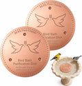 2 Pack Bird Bath Copper Disk, 0.6mm Thick 99.9% Pure Copper Cleaning Disc Plate for Physical Safe Water Purification All-Season for Outdoor Wildlife Bird Bowls Birdbaths Solar