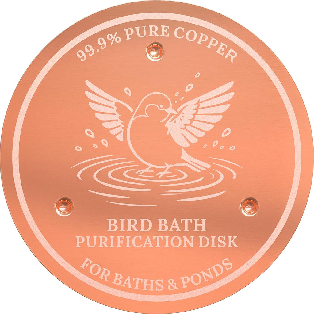 Bird Bath Copper Disk 99.9% Pure Copper Release Cu Clean Water Outdoor Disc | Diameter 4", 0.6mm Triple-Point, Release Boost Cu+, All-Season Purification, Outdoor Bowl Birdbath, Garden Backyard Disc