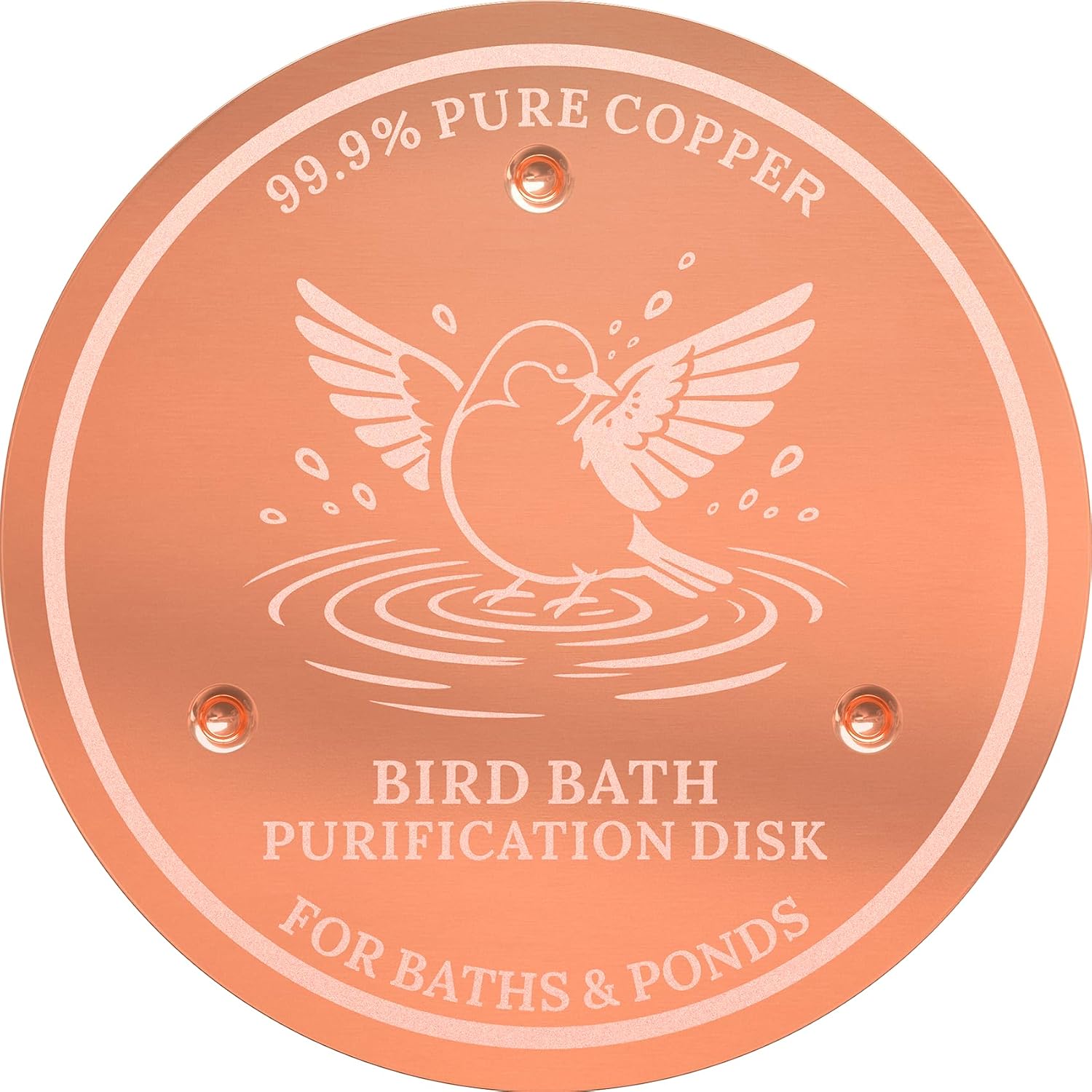Bird Bath Copper Disk 99.9% Pure Copper Release Cu Clean Water Outdoor Disc | Diameter 4", 0.6mm Triple-Point, Release Boost Cu+, All-Season Purification, Outdoor Bowl Birdbath, Garden Backyard Disc