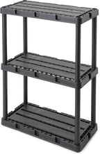 Gracious Living 2 Pack Light Duty Storage Shelves, Knect-A-Shelf 3-Shelf Ventilated Shelving Rack Organizer for Home, Garage, Basement, Laundry, Black