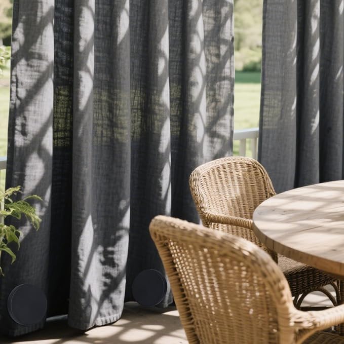 2LB Heavy Duty Outdoor Curtain Weights, Strong Magnetic Gazebo Curtain Weights, Rubber Covered Waterproof Drapery Weight, Prevent Curtain Liner from Blowing Around, Black, 4 Pairs