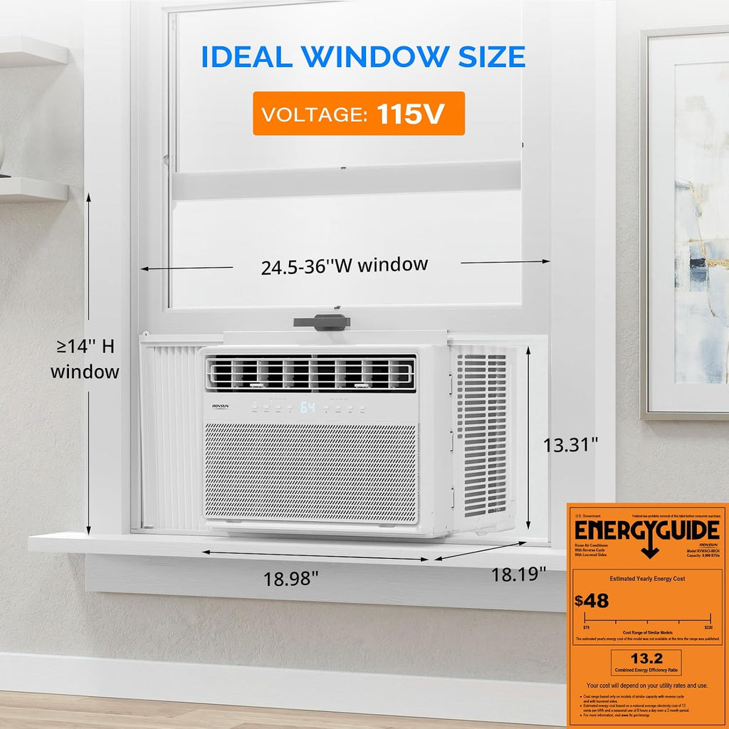 rovsun 8000 btu window air conditioner with heat, package contents
