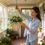 QCQHDU Self Watering Hanging Pots, 2 Pack 5.7 Inch Hanging Planters for Plants Indoor, Outdoor Flower Pots with Drainage Holes and 3 Hooks Chains for Garden Home (Gold)