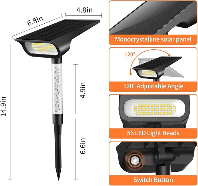 intelamp Solar Spot Light Outdoor Waterproof, 4000mAh RGB + 3 Color LED Landscape Flood Lighting Spotlights for Camping Garden Yard Tree Flag Wall Patio Halloween Christmas Decor with Remote