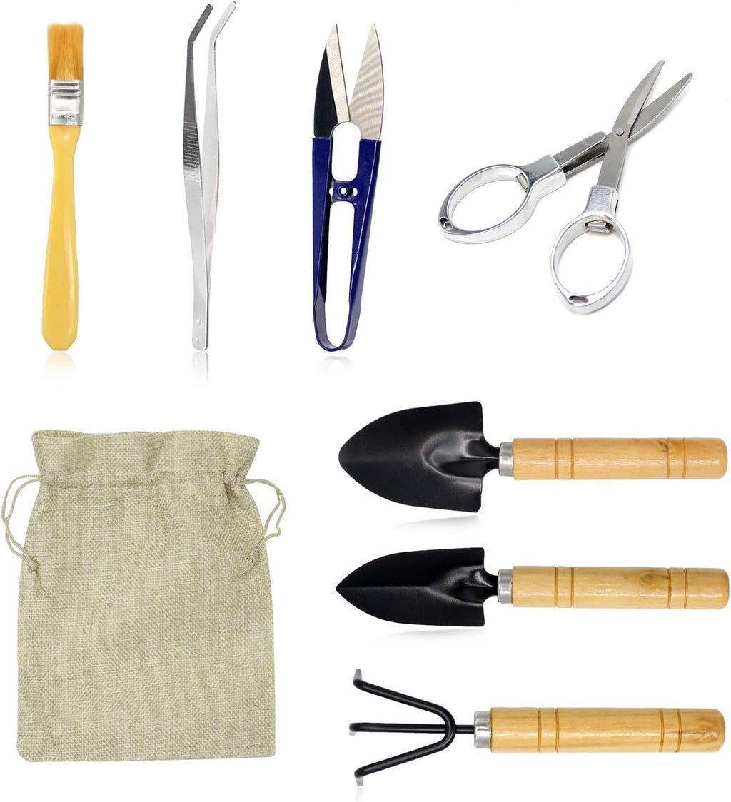 Bonsai Tool Set 8 PCS-Mini Gardening Tools Kit for Indoor Outdoor Plant | Perfect for garden enthusiasts Compact and easy to use