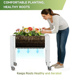 miory raised garden bed with wheels, mobile raised, front angle view