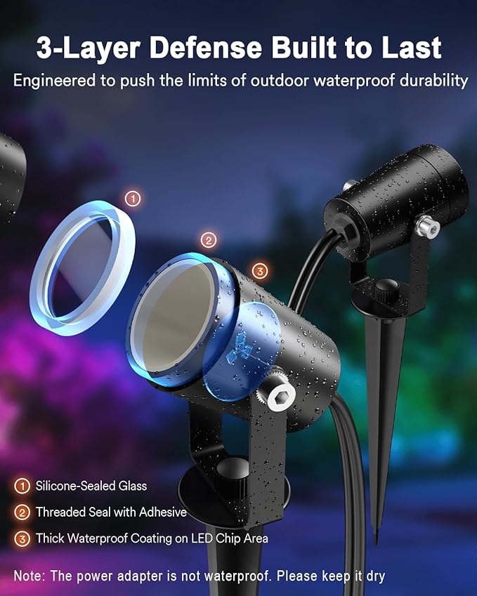 Lumary 56FT Smart Landscape Lights Gen2, 6 Pack RGBAIWW Color Changing Spotlights Low Voltage, Outdoor Lights for Yard, Festival, Compatible with Alexa & Google Assistant