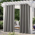 NICETOWN Outdoor Curtain Panel for Patio Waterproof, Rustproof Silver Grommet Luxury Thermal Insulated Blackout Thermal Insulated Outdoor Drape for Front Porch, W52 x L108, Slate Grey, 1 Panel