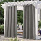 NICETOWN Outdoor Curtain Panel for Patio Waterproof, Rustproof Silver Grommet Luxury Thermal Insulated Blackout Thermal Insulated Outdoor Drape for Front Porch, W52 x L108, Slate Grey, 1 Panel